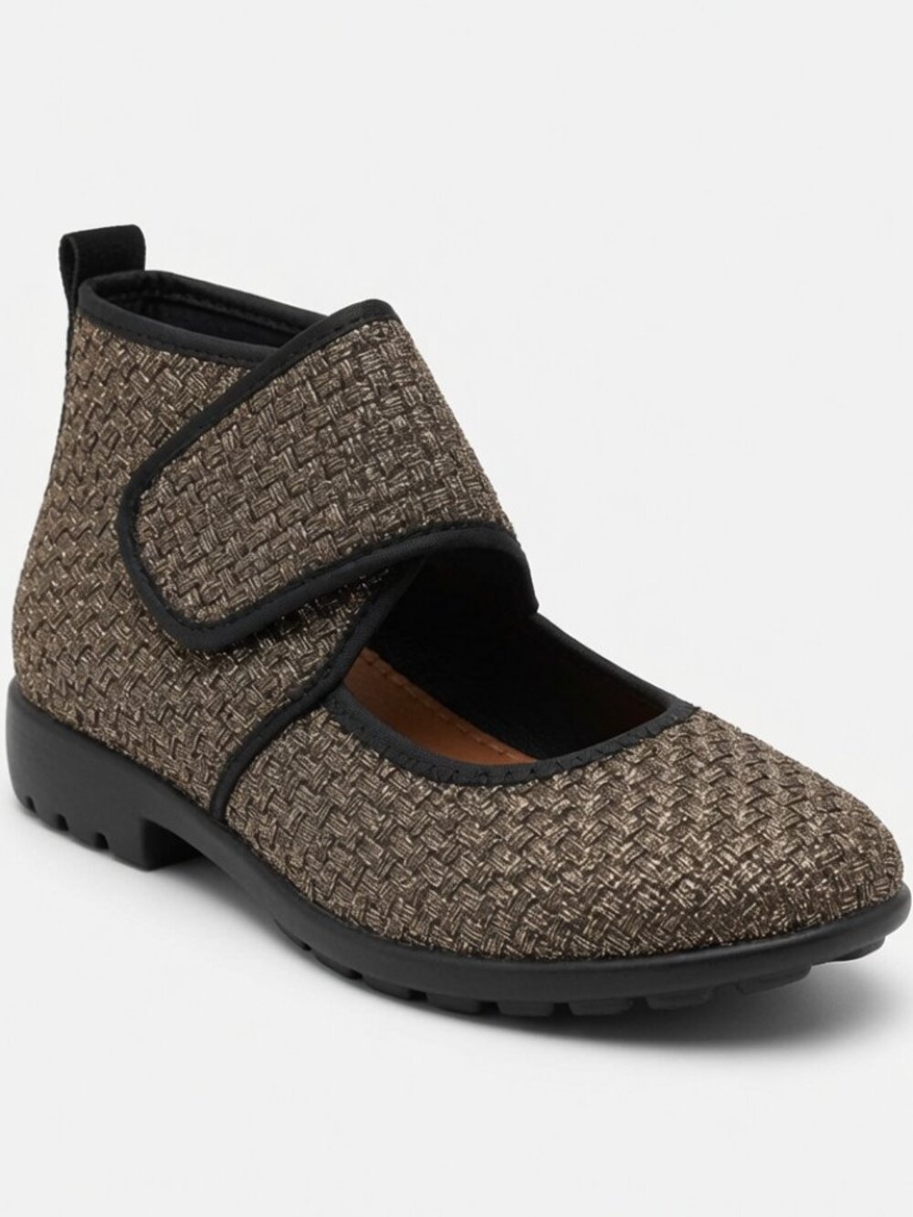 Bernie Mev. Vergara Woven Mary Jane Comfort Shoes Metallic Bronze EU Size 38
